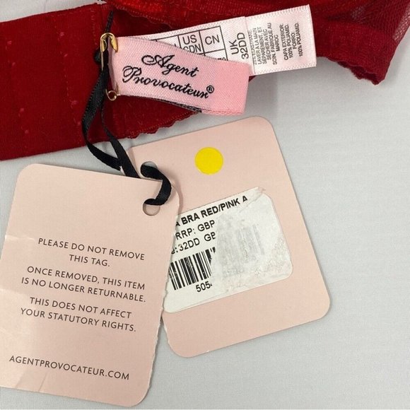 Agent Provocateur Lorna Red Pink Bra NWT - Picture 12 of 14